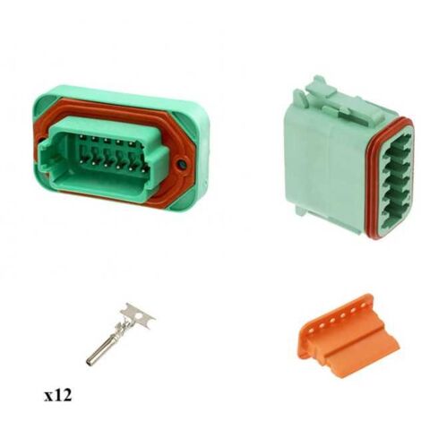 Kit Connecteur DT15 series femelle 12 Voies PCB Vert