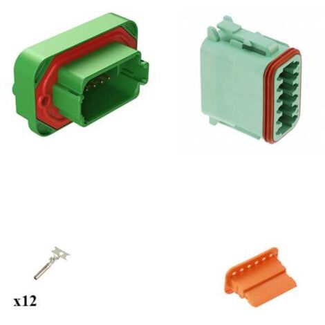 Kit Connecteur DT15 series femelle 12 Voies PCB Vert G003