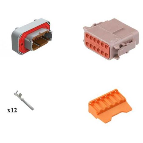 Kit Connecteur DTM15 series femelle 12 Voies PCB Marron