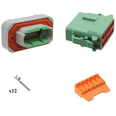 Kit Connecteur DTM15 series femelle 12 Voies PCB Vert