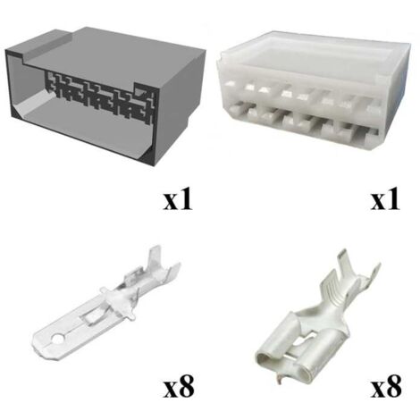 Kit Connecteur Series 250 Faston 6,3 Mâle Femelle 8 Voies
