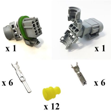 Kit Connecteurs Framatome Mâle Femelle 6 Voies Fil Gris
