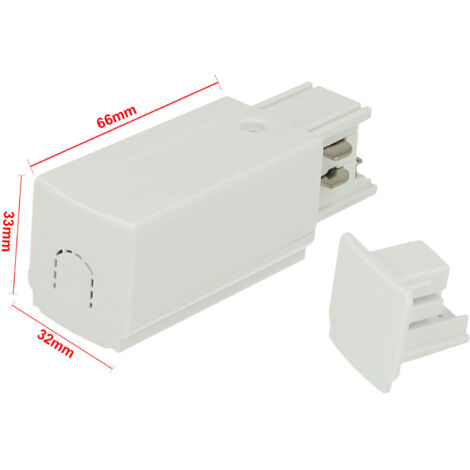 Kit Connettore Alimentazione Destra + Terminale Chiusura Colore Bianco Per Binario Guida Trifase CB40103