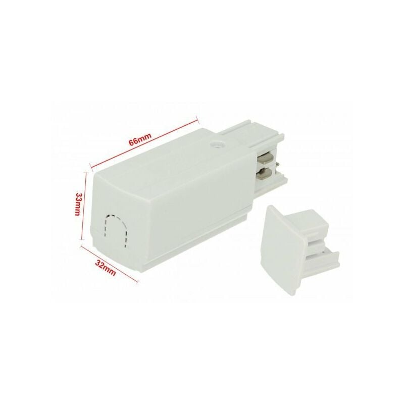 Image of Ledlux - Kit Connettore Alimentazione Destra + Terminale Chiusura Colore Bianco Per Binario Guida Trifase CB40103