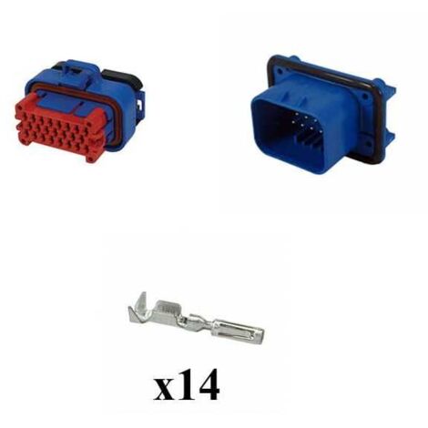 Kit Connettore Ampseal Maschio Femmina 14 Vie blu da circuito stampato 90°