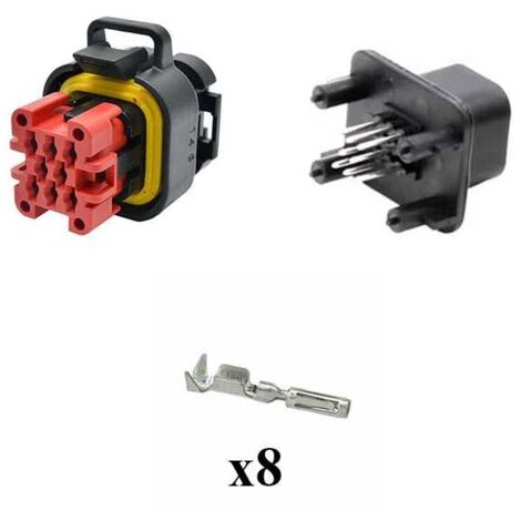 Kit Connettore Ampseal Maschio Femmina 8 Vie Nero da circuito stampato