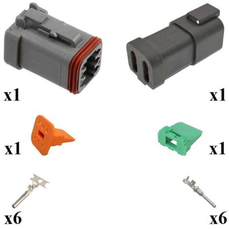 Kit connettore serie DT maschio femmina 6 vie E003