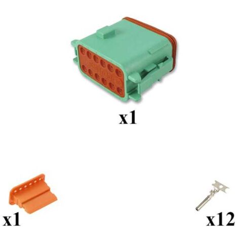 Kit connettore serie DT maschio porta femmina 12 vie CE06 Verde