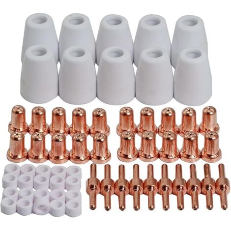 Kit Consommables Allongés pour Torche Plasma PT-31 JG-40 LG40 Électrode 18205L Buse Allongée 18866L cran Protecteur 18204 pour Découpeurs Cut 50D, Cut 50 et Cut 40 60 pièces