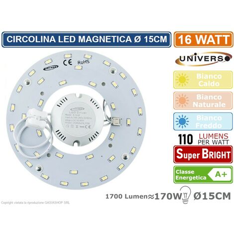 KIT Conversione Pannello LED 12W Plafoniera Small Luce Naturale 4000k Neon SMD Calamitato CA-16N