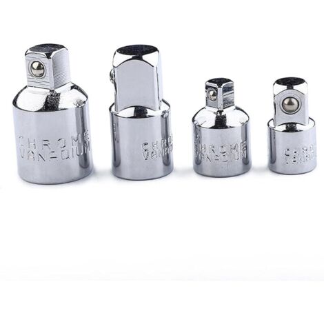 Kit Convertisseur Réducteur de 4 Pièces 1/2 à 3/8 Adaptateur Jack à Cliquet Carré de 3/8 à 1/4 (couleur Argent)