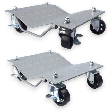 KIT COPPIA CARRELLI SPOSTA AUTO MOTO POSIZIONATORI PARCHEGGIO VEICOLO 680KG GARAGE OFFICINA