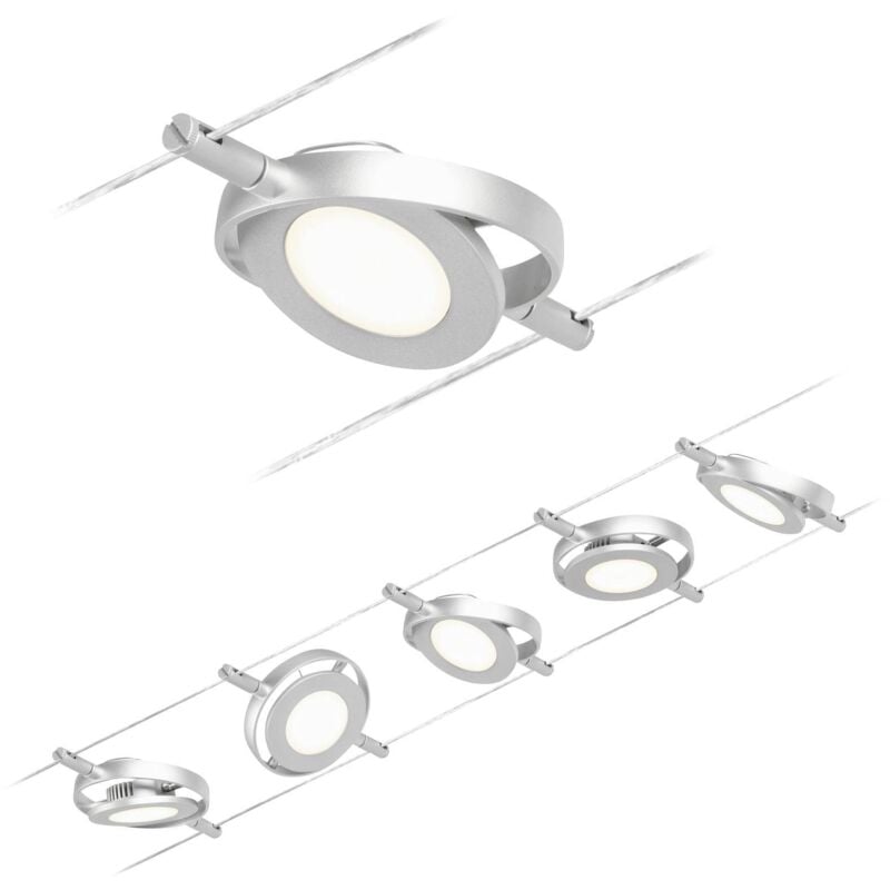 94414 Système complet d'éclairage sur câble led intégrée led chrome (mat) - Paulmann