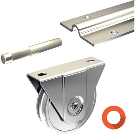 Kit coulissant avec rails 3 x 1,95 m pour portail de 3 m - 400 kg