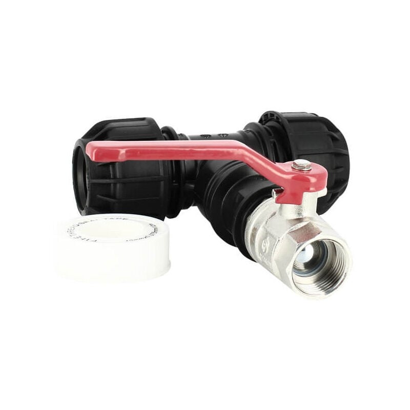 Kit couplage cuve - Raccord Té 32 mm + Vanne 1/4 de tour