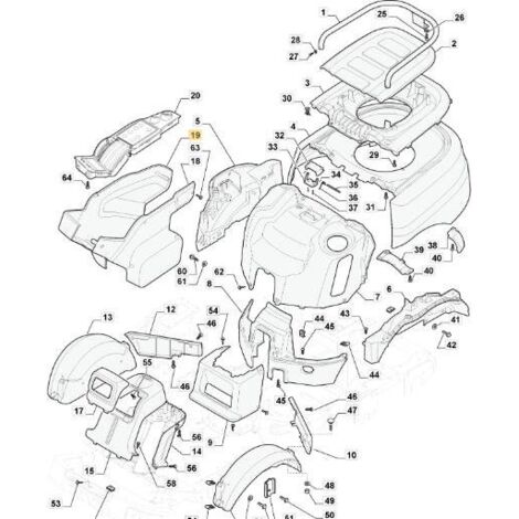 KIT COUVERCLE SUPPORT EXTERNE PFM JAUNE STIGA ORIGINAL STIGA - 337110309/0