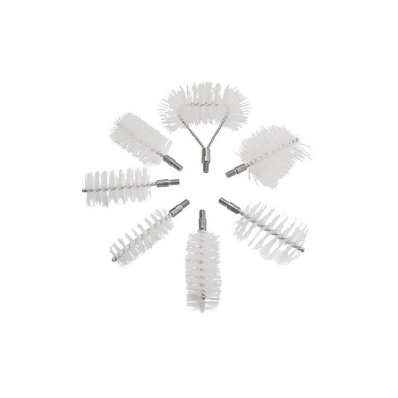 Kit écouvillons nylon sans manche filetage male M10 - comprenant 3 brosses rondes+3 rectang et 1 de paroi