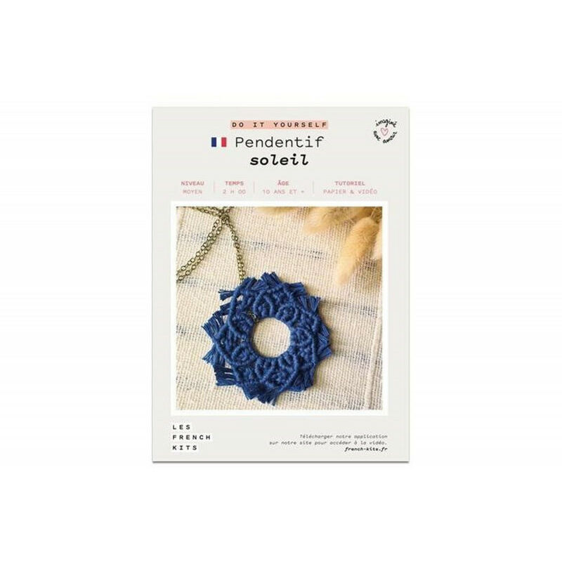 Kit créatif Macramé Pendentif Soleil - Bleu - French Kits
