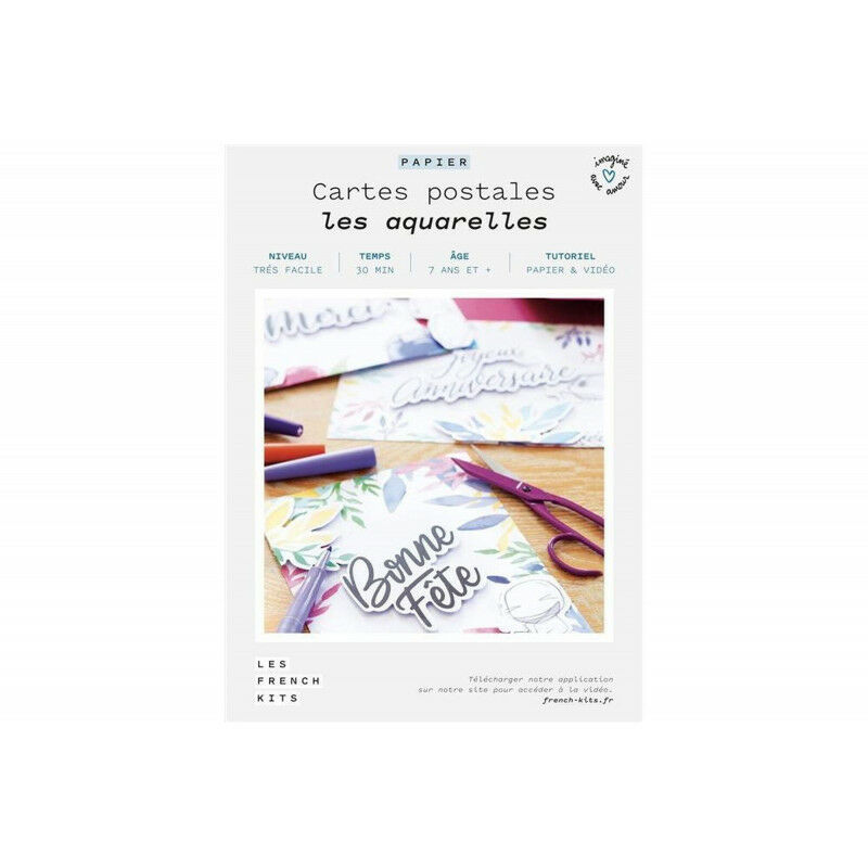 Kit créatif French Kits pour créer 4 Cartes aquarelles à offrir - Multicolore