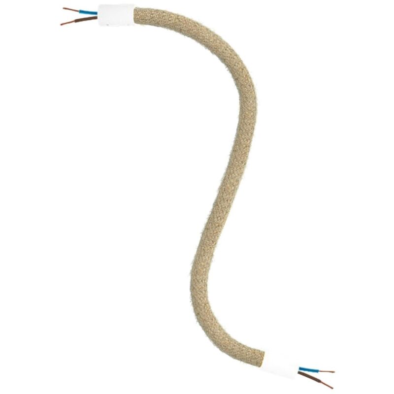 creative cables - Kit Creative Flex tuyau de rallonge recouvert de jute RN06 Neutre avec extrémités métalliques - 30 cm, blanc mat