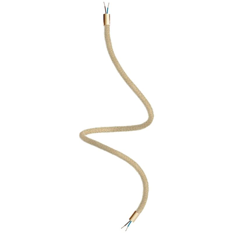 creative cables - Kit Creative Flex tuyau de rallonge recouvert de jute RN06 Neutral avec extrémités en métal - 90 cm, Satin Bronze