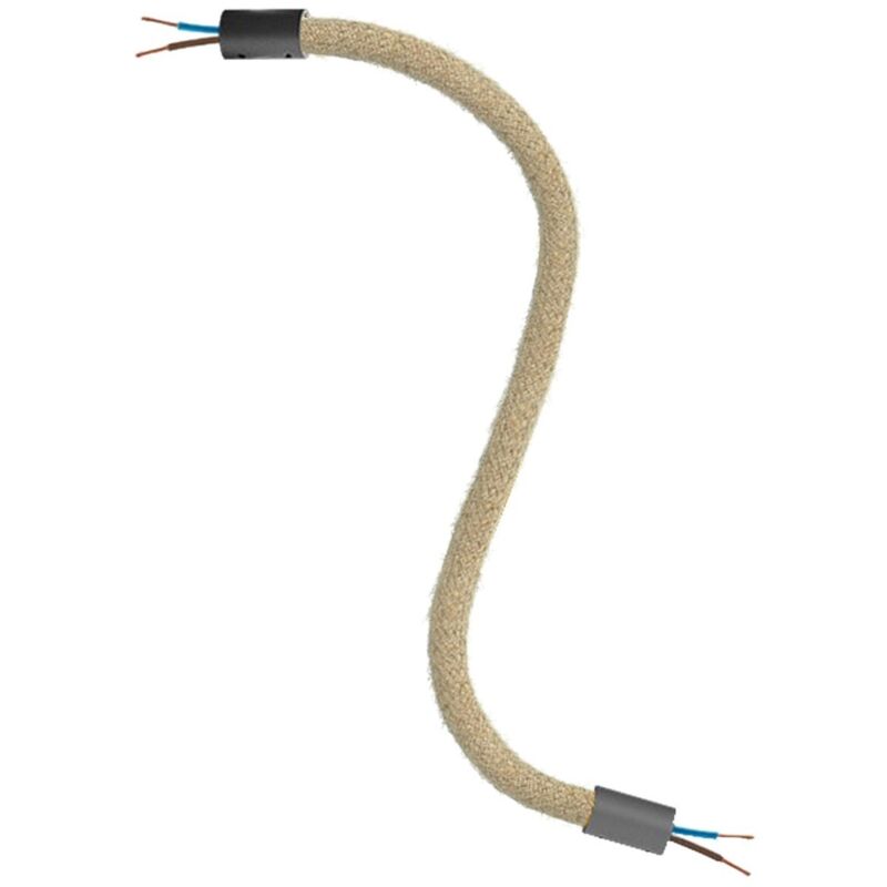 Kit Creative Flex tube d'extension flexible recouvert de jute RN06 Neutre avec extrémités métalliques 30 cm - Noir