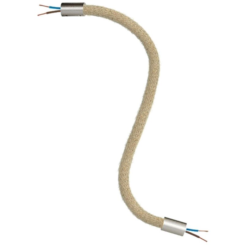 Kit Creative Flex tube d'extension flexible recouvert de jute RN06 Neutre avec extrémités métalliques 30 cm - Titane satiné