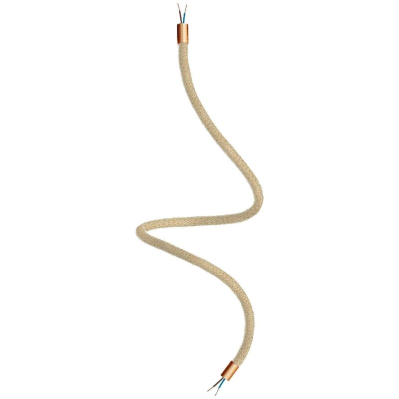 Creative Cables - Kit Creative Flex tube d'extension flexible recouvert de jute RN06 Neutre avec extrémités métalliques Cuivre satiné - 90 cm