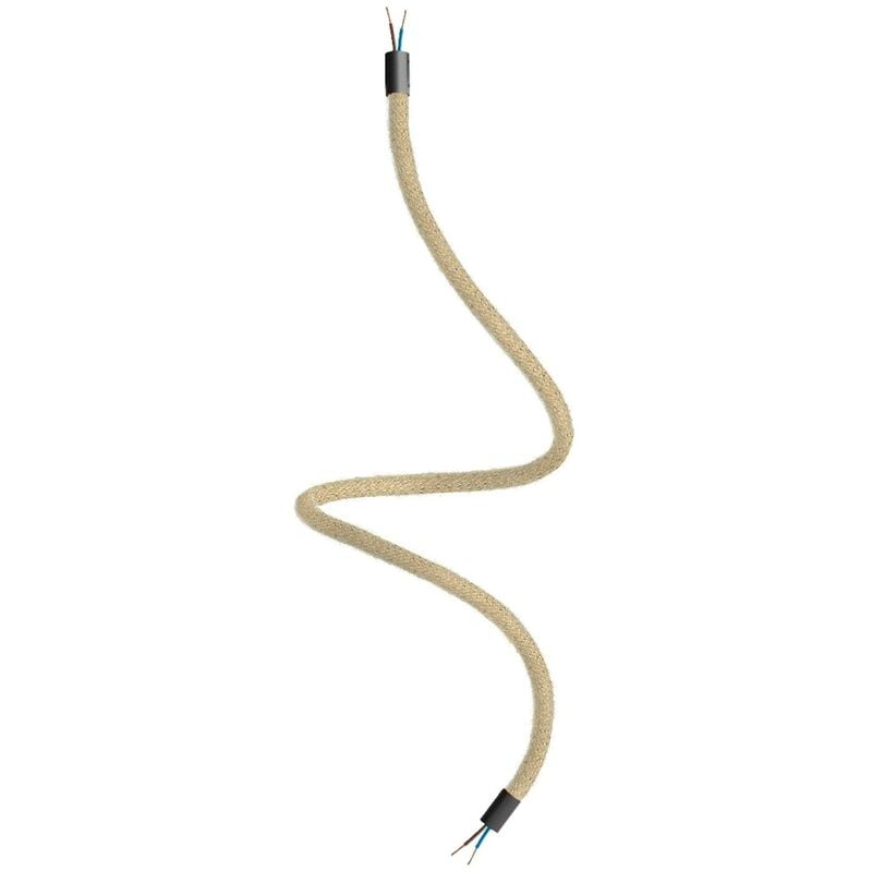 Creative Cables - Kit Creative Flex tube d'extension flexible recouvert de jute RN06 Neutre avec extrémités métalliques Noir - 90 cm