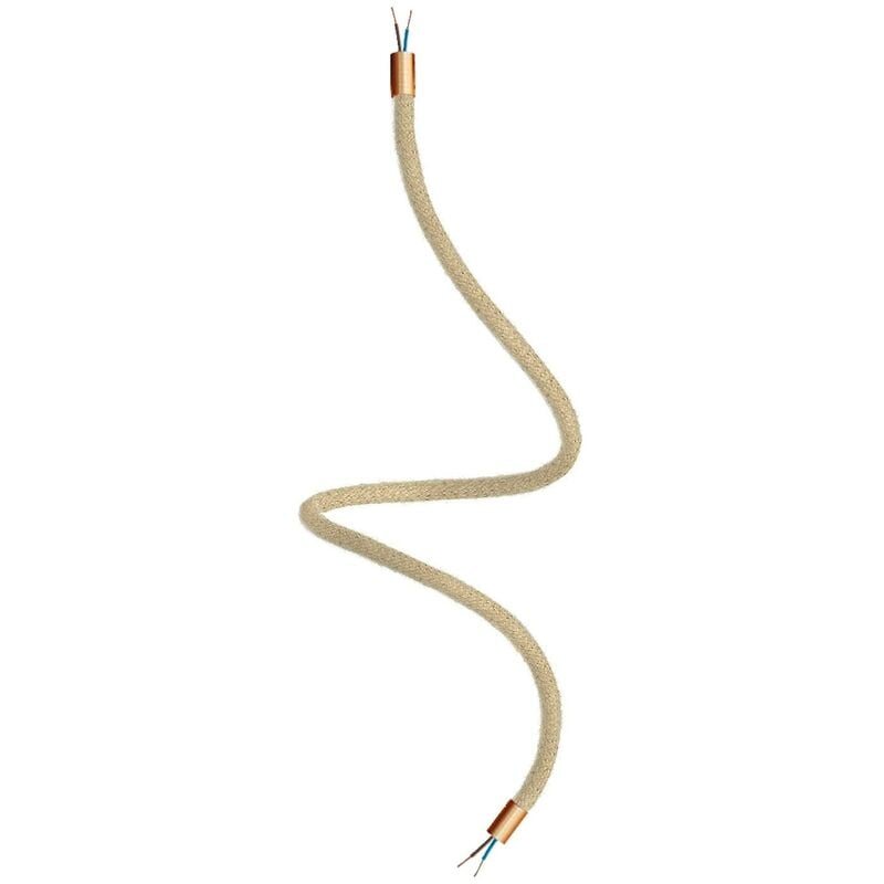 Kit Creative Flex tube d'extension flexible recouvert de jute RN06 Neutre avec extrémités métalliques Cuivre satiné - 90 cm