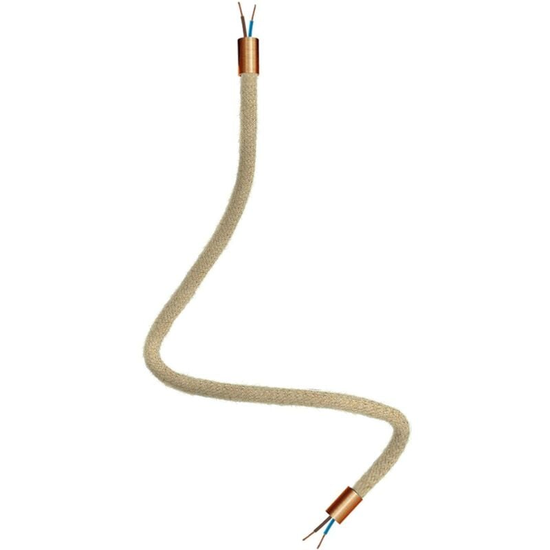 Kit Creative Flex tube d'extension flexible recouvert de jute RN06 Neutre avec extrémités métalliques Cuivre satiné - 60 cm