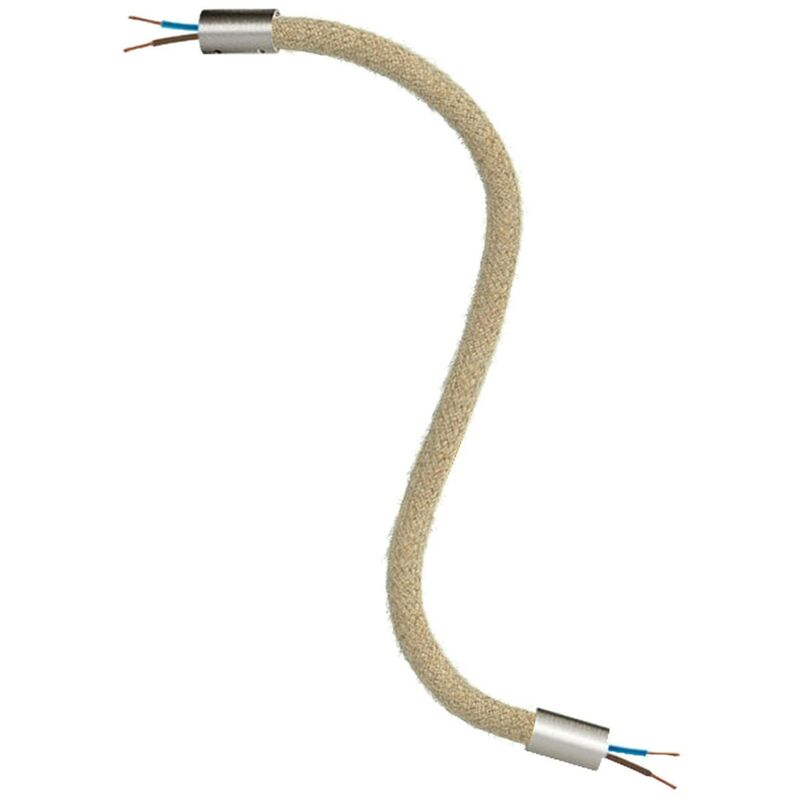 Image of Creative Cables - Kit Creative Flex tubo flessibile di estensione rivestito in juta RN06 Neutro con terminali metallici 30 cm - Titanio satinato