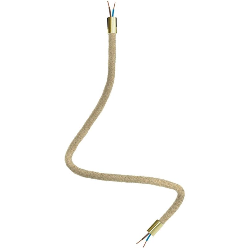 Image of Creative Cables - Kit Creative Flex tubo flessibile di estensione rivestito in juta RN06 Neutro con terminali metallici Bronzo satinato - 60 cm