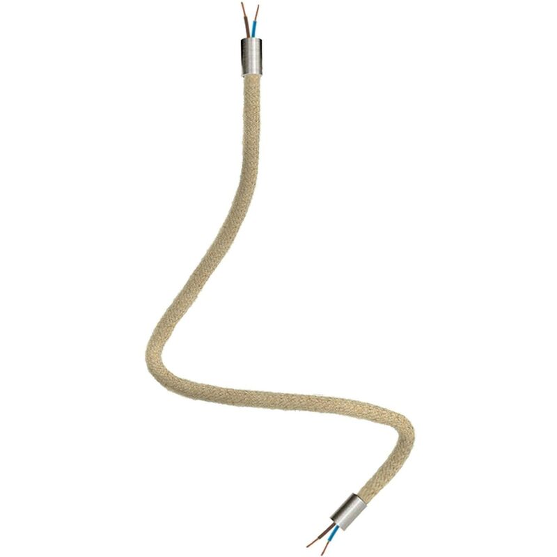 Image of Creative Cables - Kit Creative Flex tubo flessibile di estensione rivestito in juta RN06 Neutro con terminali metallici Titanio satinato - 60 cm