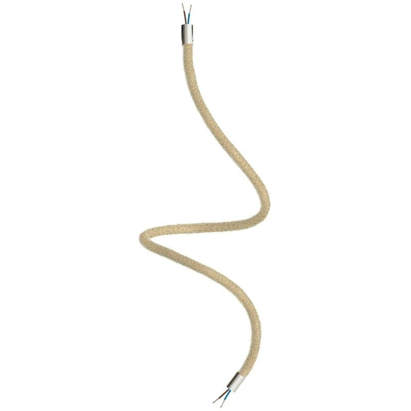 Image of Creative Cables - Kit Creative Flex tubo flessibile di estensione rivestito in juta RN06 Neutro con terminali metallici Titanio satinato - 90 cm