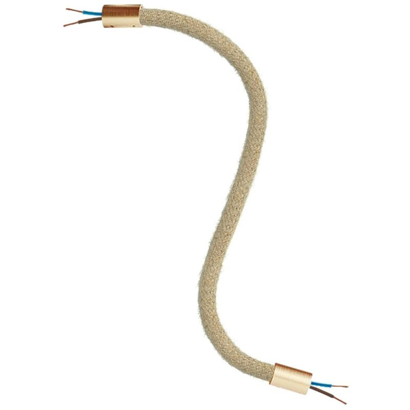 Image of Creative Cables - Kit Creative Flex tubo flessibile di estensione rivestito in juta RN06 Neutro con terminali metallici 30 cm - Bronzo satinato