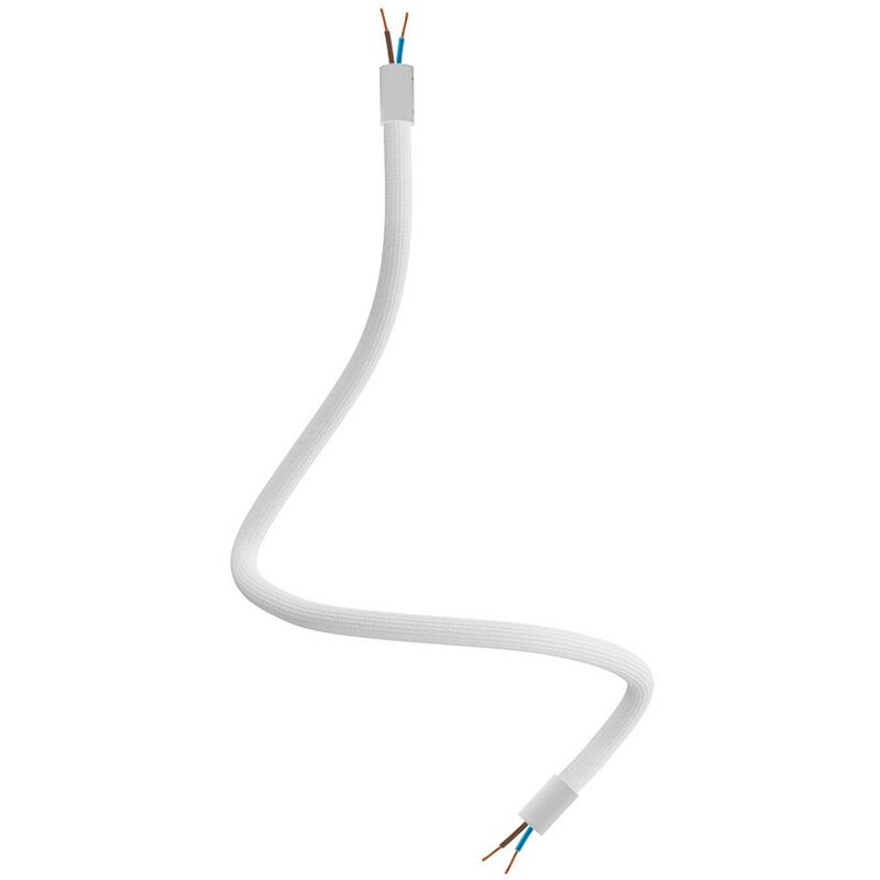 Image of Kit Creative Flex tubo flessibile di estensione rivestito in tessuto RM01 Bianco con terminali metallici Bianco opaco - 60 cm - Bianco opaco