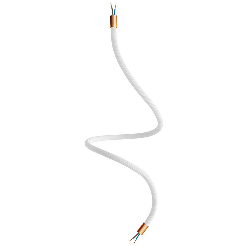 Image of Kit Creative Flex tubo flessibile di estensione rivestito in tessuto RM01 Bianco con terminali metallici Rame satinato - 90 cm - Rame satinato