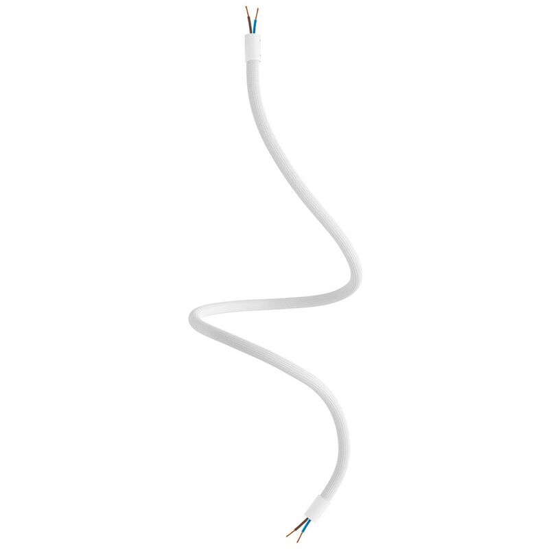 Image of Kit Creative Flex tubo flessibile di estensione rivestito in tessuto RM01 Bianco con terminali metallici Bianco opaco - 90 cm - Bianco opaco