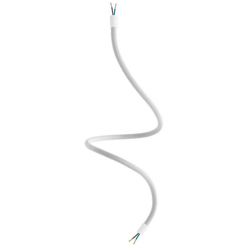 Image of Kit Creative Flex tubo flessibile di estensione rivestito in tessuto RM02 Argento con terminali metallici Bianco opaco - 90 cm - Bianco opaco