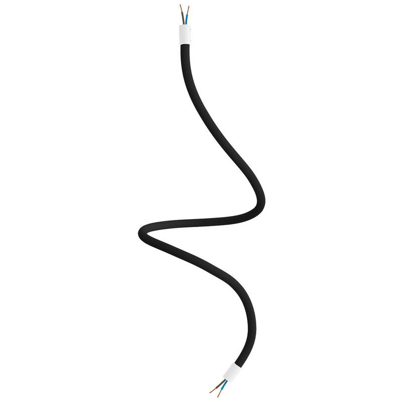 Image of Creative Cables - Kit Creative Flex tubo flessibile di estensione rivestito in tessuto RM04 Nero con terminali metallici Bianco opaco - 90 cm