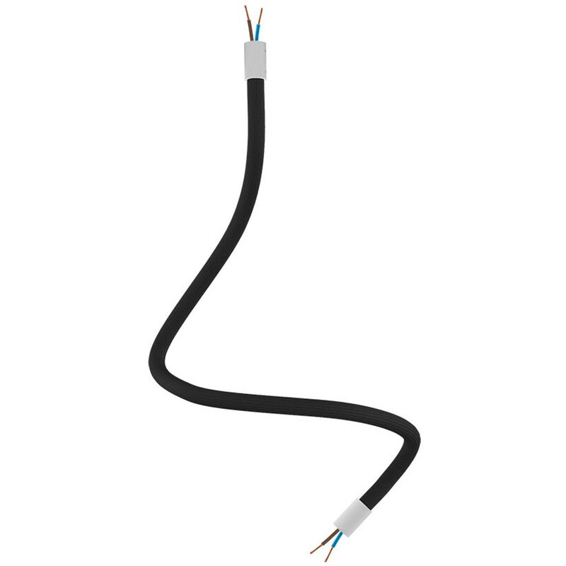 Image of Creative Cables - Kit Creative Flex tubo flessibile di estensione rivestito in tessuto RM04 Nero con terminali metallici Bianco opaco - 60 cm