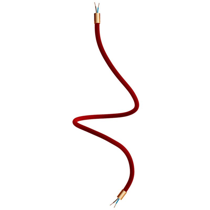Image of Kit Creative Flex tubo flessibile di estensione rivestito in tessuto RM09 Rosso con terminali metallici Rame satinato - 90 cm - Rame satinato