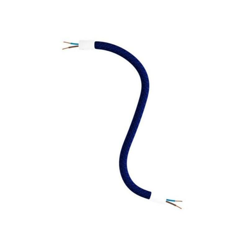 Image of Kit Creative Flex tubo flessibile di estensione rivestito in tessuto RM20 Blu scuro con terminali metallici 30 cm - Bianco opaco - Bianco opaco