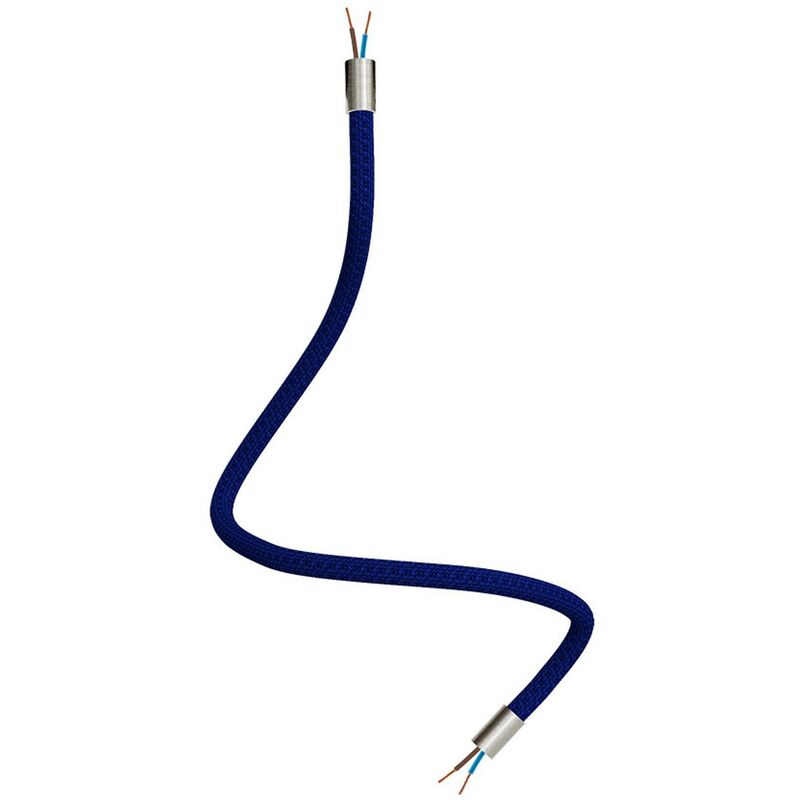 Image of Kit Creative Flex tubo flessibile di estensione rivestito in tessuto RM20 Blu scuro con terminali metallici Titanio satinato - 60 cm - Titanio