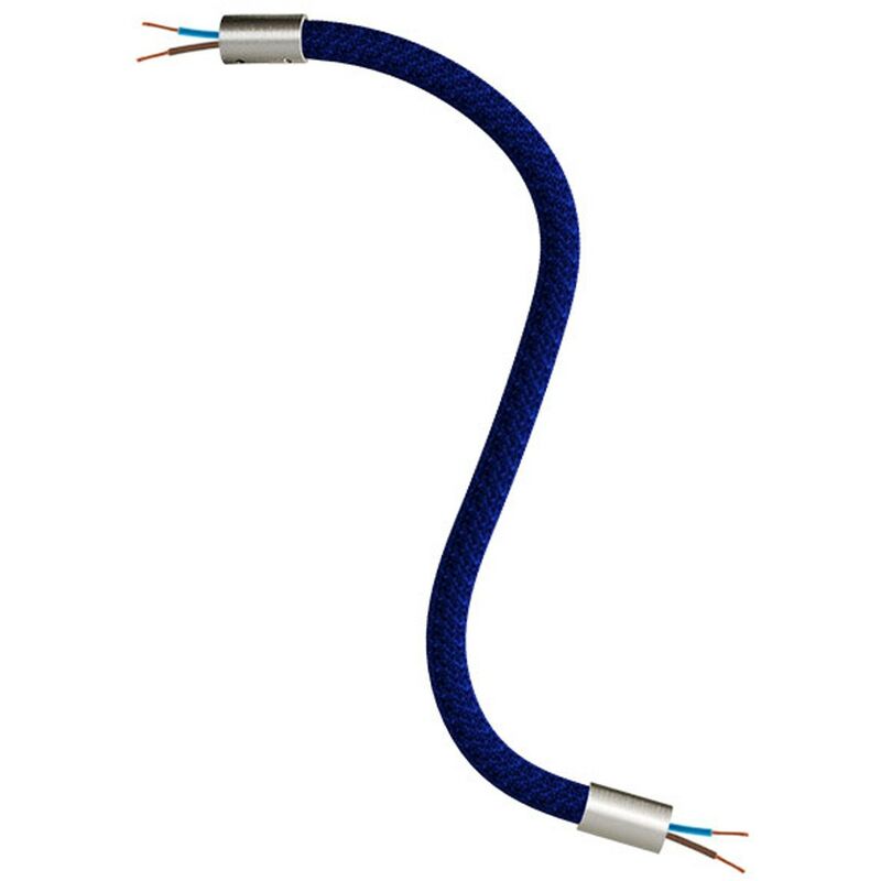 Image of Creative Cables - Kit Creative Flex tubo flessibile di estensione rivestito in tessuto RM20 Blu scuro con terminali metallici 30 cm - Titanio