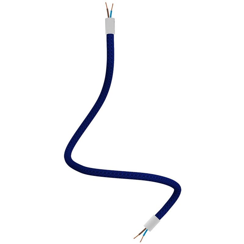 Image of Kit Creative Flex tubo flessibile di estensione rivestito in tessuto RM20 Blu scuro con terminali metallici Bianco opaco - 60 cm - Bianco opaco