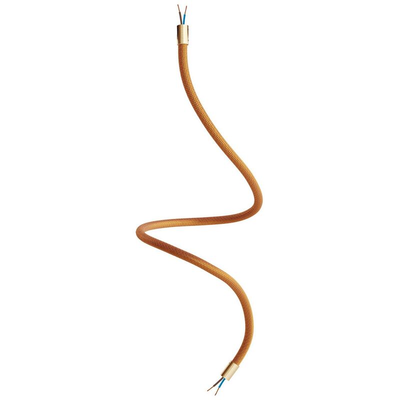 Image of Creative Cables - Kit Creative Flex tubo flessibile di estensione rivestito in tessuto RM74 Rame con terminali metallici Bronzo satinato - 90 cm