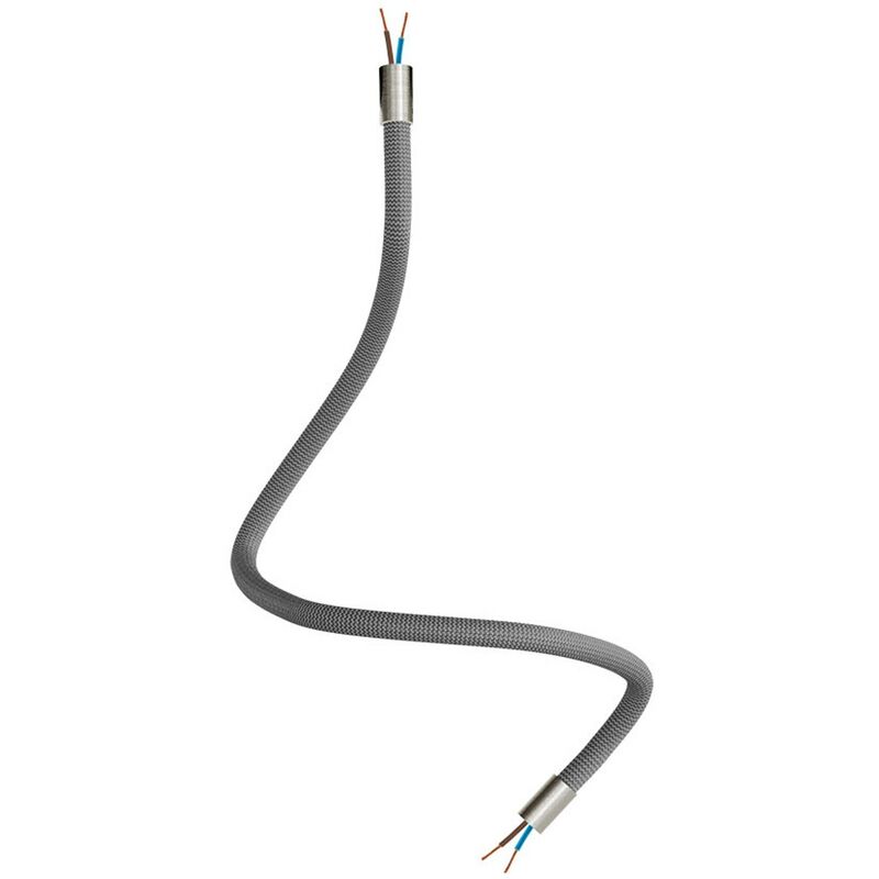 Image of Creative Cables - Kit Creative Flex tubo flessibile di estensione rivestito in tessuto RM75 Titanio con terminali metallici Titanio satinato - 60 cm