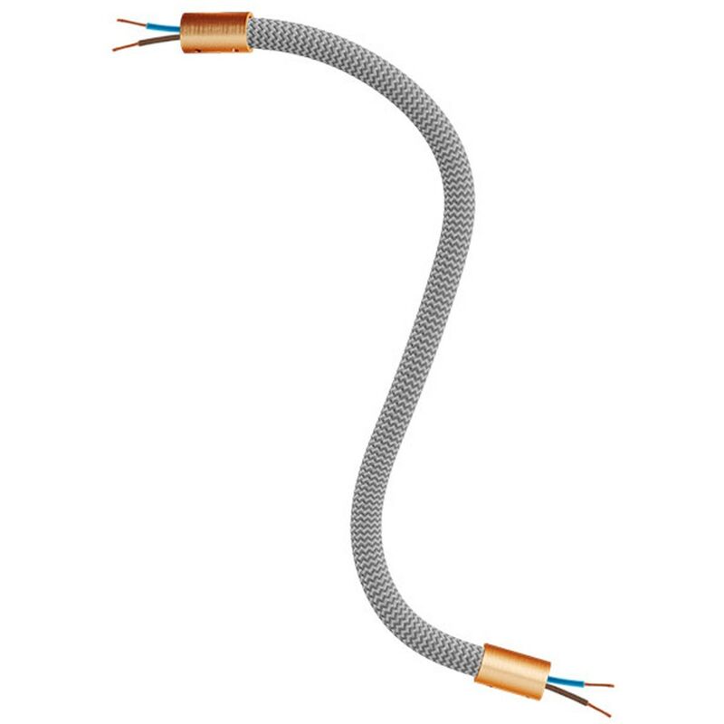 Image of Creative Cables - Kit Creative Flex tubo flessibile di estensione rivestito in tessuto RM75 Titanio con terminali metallici 30 cm - Rame satinato
